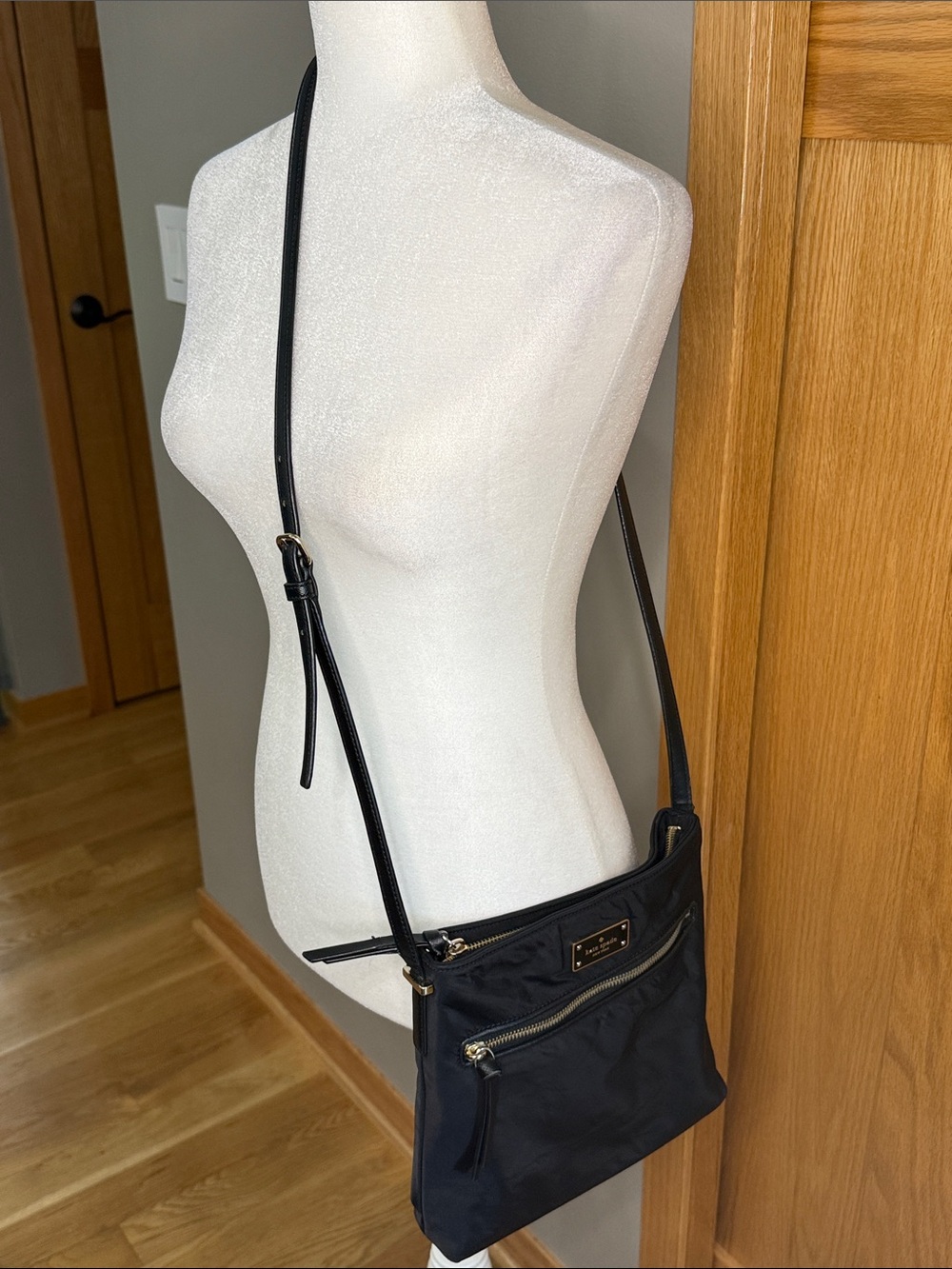 kate spade Black Nylon Crossbody with Gold Hardware